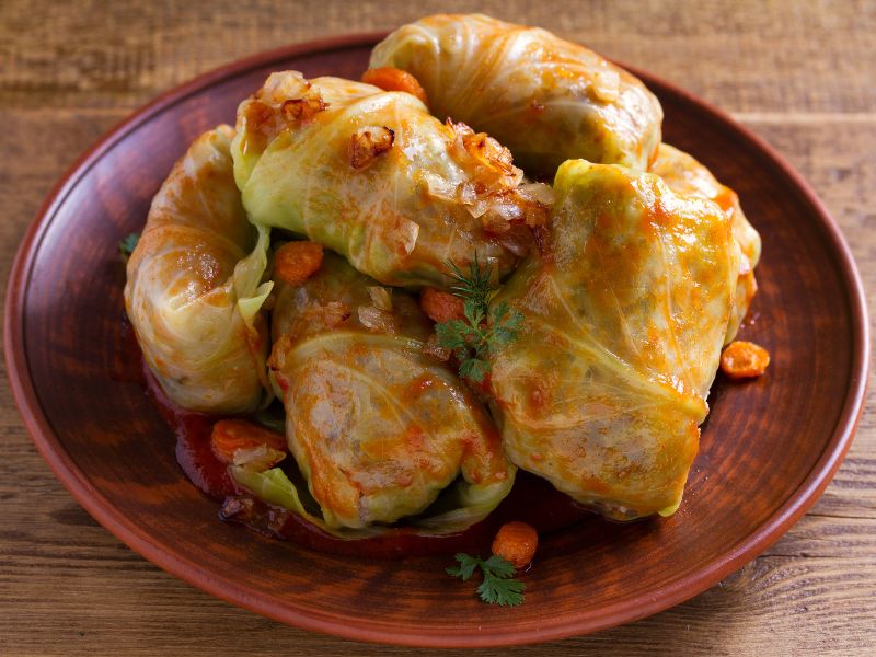 Feuilles de choux farcies au saumon